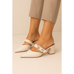 Sapato Mule Ramarim Salto Bloco Feminino 2516132-04 Off-White