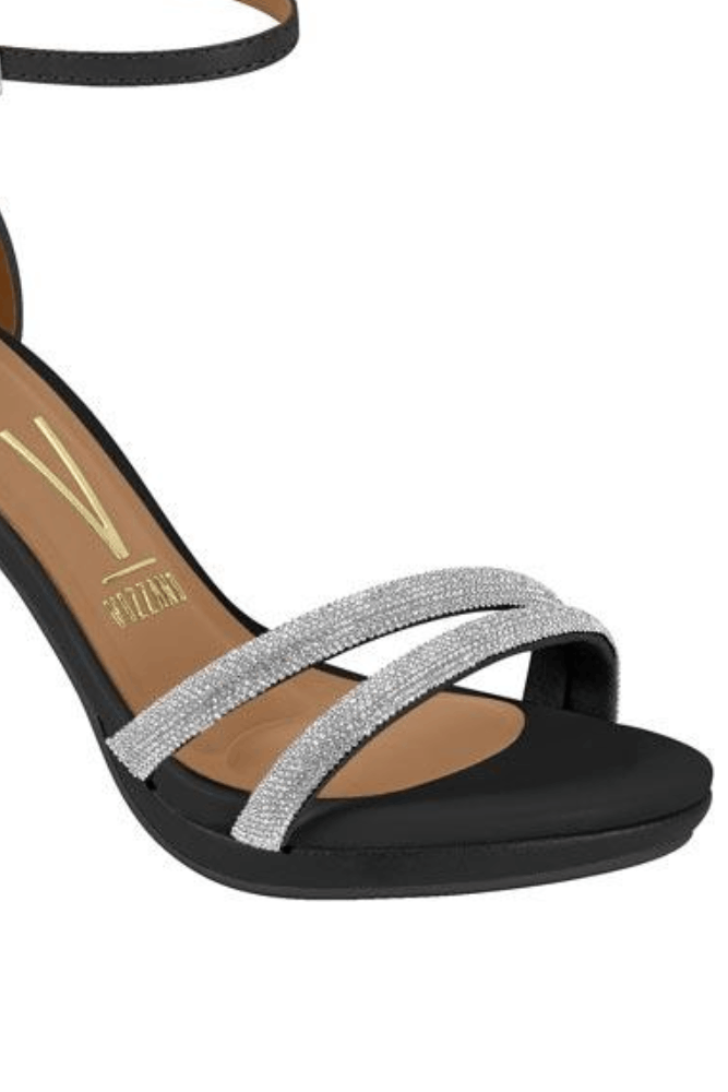 Sandália Vizzano Salto Alto Feminina Strass Preto - Main Image