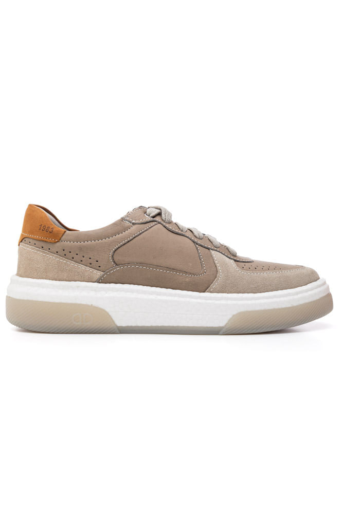 Tênis Democrata Denim Beat Pulse Masculino Couro 623101-002 Bege