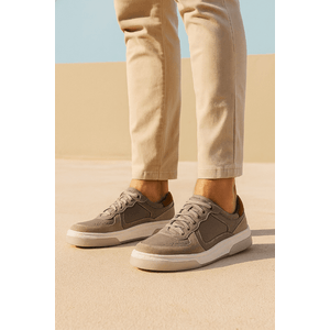 Tênis Democrata Denim Beat Pulse Masculino Couro 623101-002 Bege