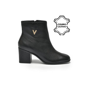 Bota Ankle Boot Via Marte Cano Baixo Feminina Couro 224-002-01 Preto