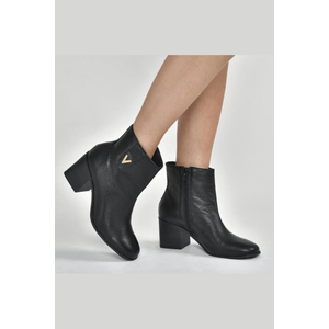 Bota Ankle Boot Via Marte Cano Baixo Feminina Couro 224-002-01 Preto
