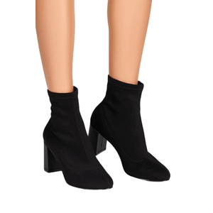 Bota Chá De Mel Cano Médio Feminina Suede Stretch 8439.88644 Preto