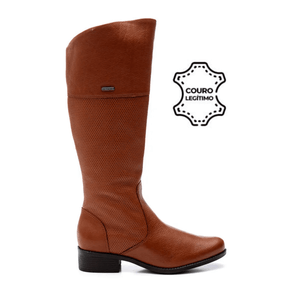 Bota Bottero Cano Alto Montaria Feminina Couro 345807 Caramelo
