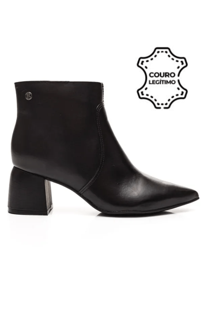 Bota Bottero Cano Curto Feminina Couro 362101 Preto