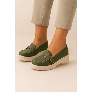 Sapato Modare Mocassim Feminino Fivela 7397.105 Verde