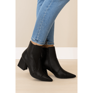 Bota Areta Cano Baixo Feminina Couro 3400-22283 Preto