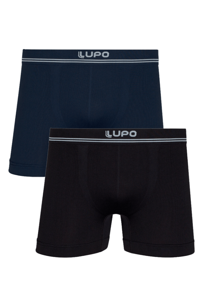 Kit 2 Cuecas Lupo Boxer Masculina Microfibra Sem Costura 00436-08 Preto