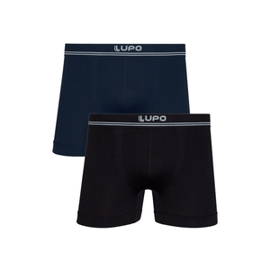 Kit 2 Cuecas Lupo Boxer Masculina Microfibra Sem Costura 00436-08 Preto