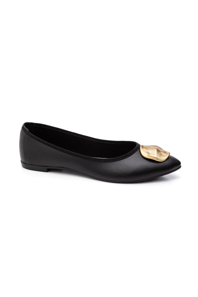 Sapatilha Moleca Rasteira Feminina Bico Fino 5727.136 Preto