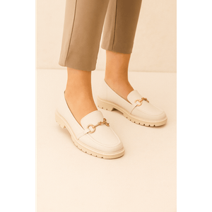 Sapato Beira Rio Mocassim Feminino Salto Baixo 4283.104 Off-White