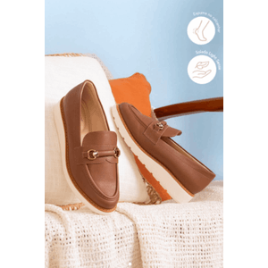 Sapato Modare Ultra Conforto Mocassim Feminino Napa 7400.103 Caramelo