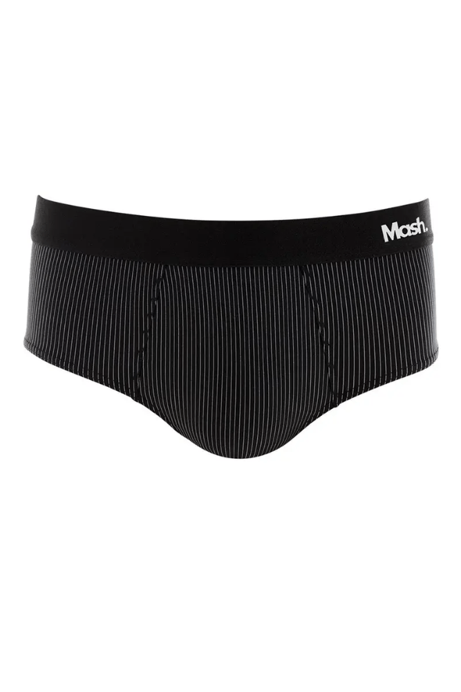 Cueca Slip Mash Microfibra Risca De Giz 045.01 Preto
