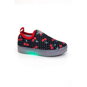 Tênis Crik Casual Infantil Menina Slip On  Luz Led Cr01/Cereja Preto