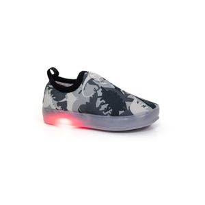 Tênis Crik Slip On Infantil Menino Luz Led Cr01 Cinza