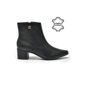 Bota Via Marte Social Cano Baixo Feminina Couro 231-007-01 Preto