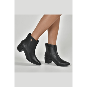 Bota Via Marte Social Cano Baixo Feminina Couro 231-007-01 Preto