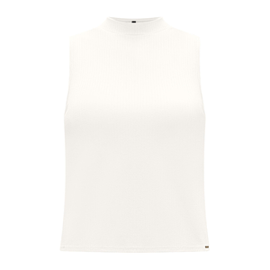 Blusa Cropped Lunender Básica Gola Alta Canelada 00411 Off-White