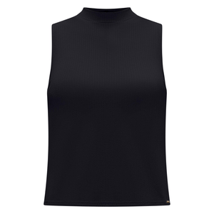 Blusa Cropped Lunender Básica Gola Alta Canelada 00411 Preto