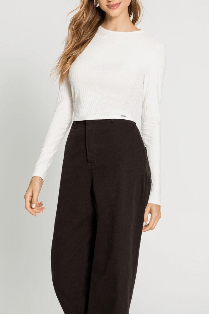 Blusa Lunender Manga Longa Feminina Canelada 00086 Off-White