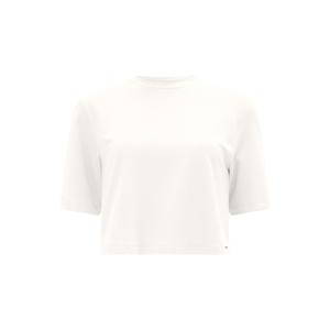Blusa Curta Lunender Básica Manga Curta Em Malha 00396 Off-White