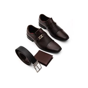 Kit Sapato Social West Line Masculino Classic  - 3 Peças 1814 Marrom