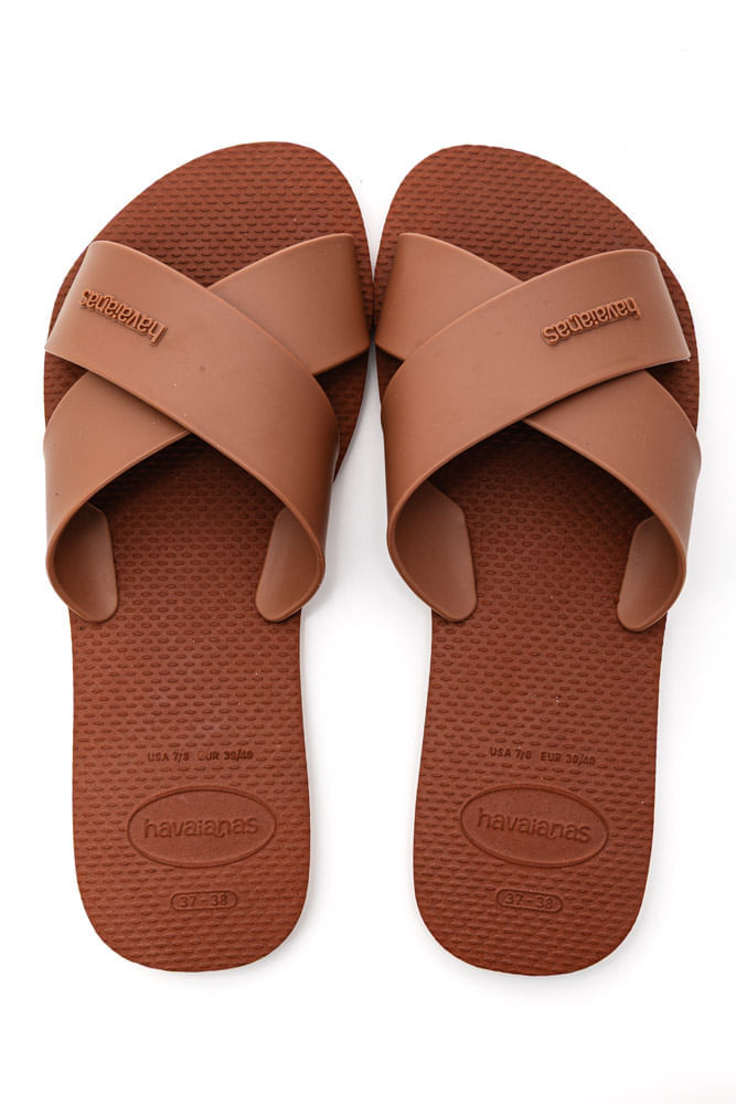 Chinelo Havaianas Aqua Metallic Slide Feminino Marrom