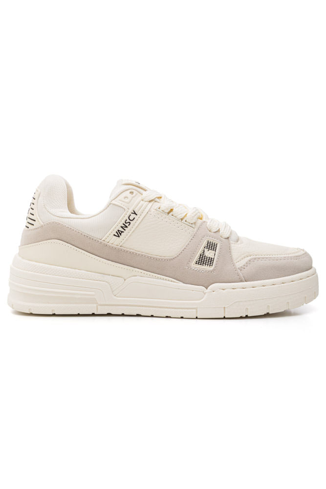 Tênis Vanscy Hawk Masculino Em Napa V4575-659 Off-White