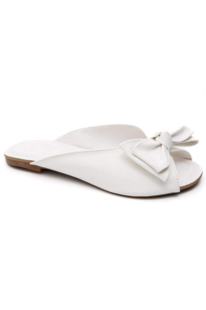 Chinelo Chá De Mel Rasteira Feminina Laço 1107 Branco