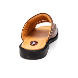 Chinelo West Line Slide Masculino Em Couro 020 Caramelo
