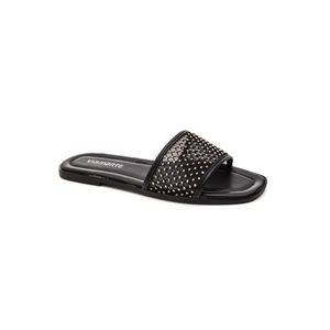Chinelo Via Marte Feminino Tira Larga Tela Com Strass 184-001-01 Preto