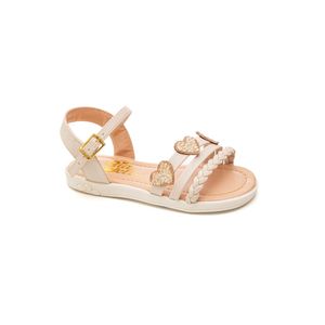 Sandália Bia Bella Rasteira Infantil Menina Com Fivela 344 Off-White