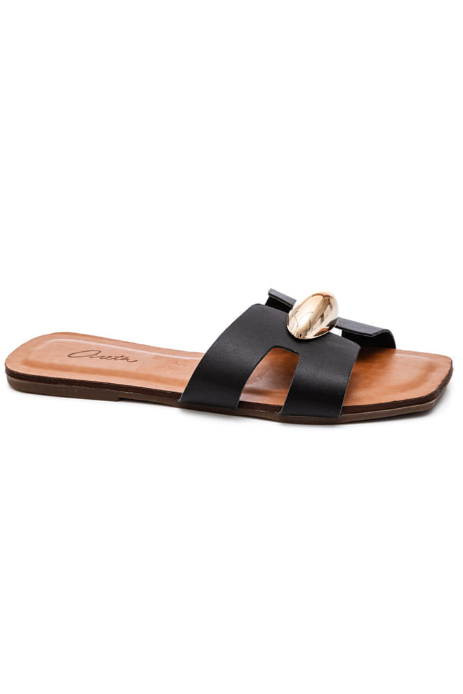 Chinelo Areta Rasteira Feminina Slide Esft0008 Preto