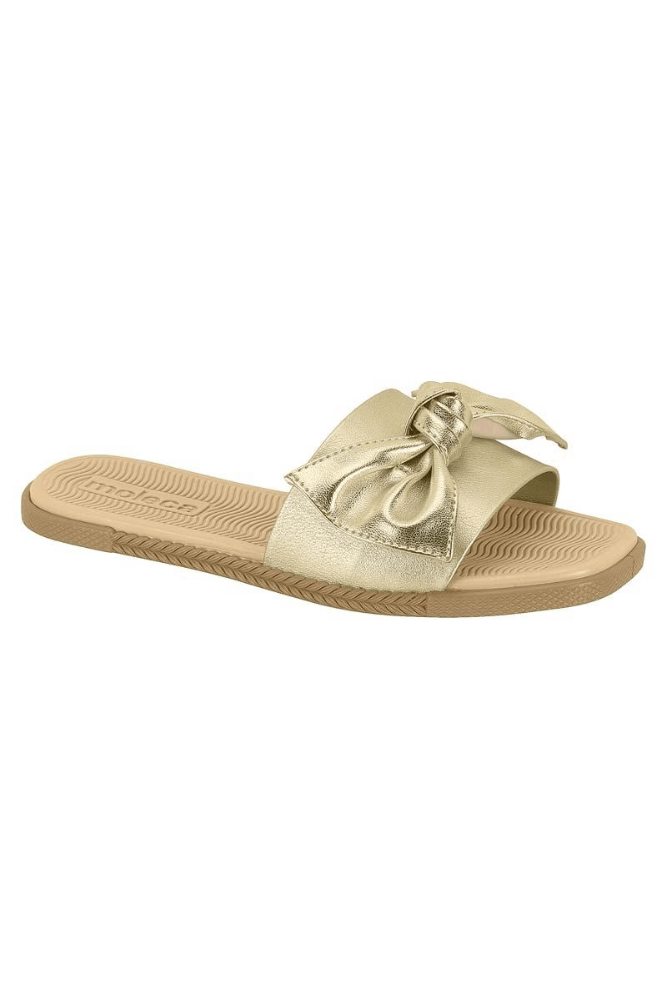 Chinelo Moleca Rasteira Feminina Maxi Laço 5494.114 Ouro