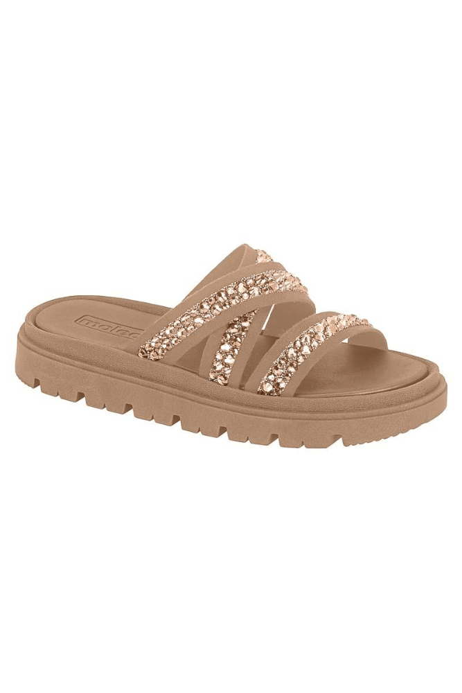 Chinelo Moleca Papete Feminino Strass 5504.108.29184 Nude