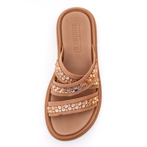 Chinelo Moleca Papete Feminino Strass 5504.108.29184 Nude