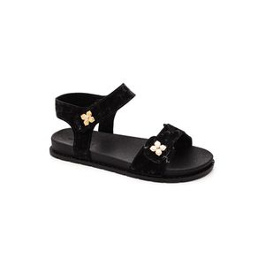 Sandália Molekinha Rasteira Juvenil Menina Em Velcro 2341.125 Preto