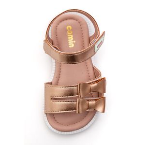 Sandália Camin Rasteira Infantil Menina Velcro 2642-302 Rosa
