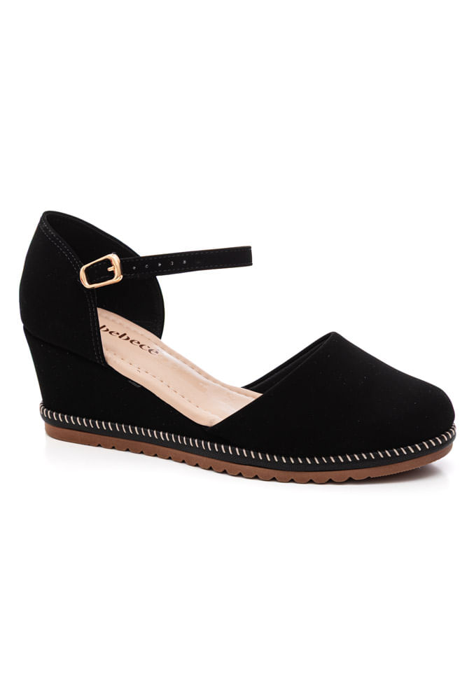 Sandália Bebecê Clássica Feminina Salto Espadrille T5838-183nb Preto