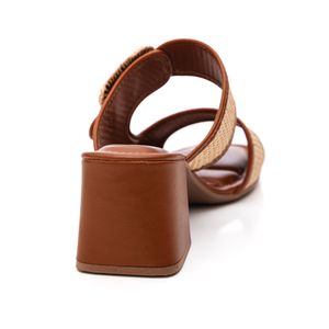 Tamanco Tanara Salto Bloco Feminina Maxi Fivela T9244-03 Bege