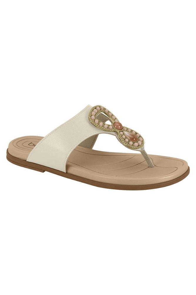 Chinelo Beira Rio Rasteira Feminina Tira Slin 8507.119 Off-White