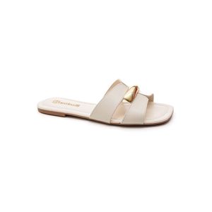 Chinelo Santinelli Rasteira Feminina Em Couro 1552-085 Off-White