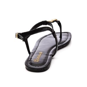 Sandália Santinelli Rasteira Feminina Em Couro 1552-075 Preto