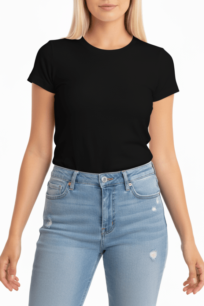 Blusa Chá De Mel Em Malha Feminina Manga Curta 578 Preto