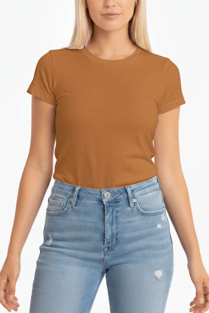 Blusa Chá De Mel Em Malha Feminina Manga Curta 578 Caramelo