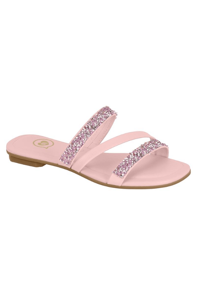 Chinelo Molekinha Rasteira Juvenil Menina Tiras Strass 2354.117 Rosa