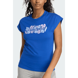 Camiseta Adidas Estampada Feminina Lado Slim Jm4396 Azul