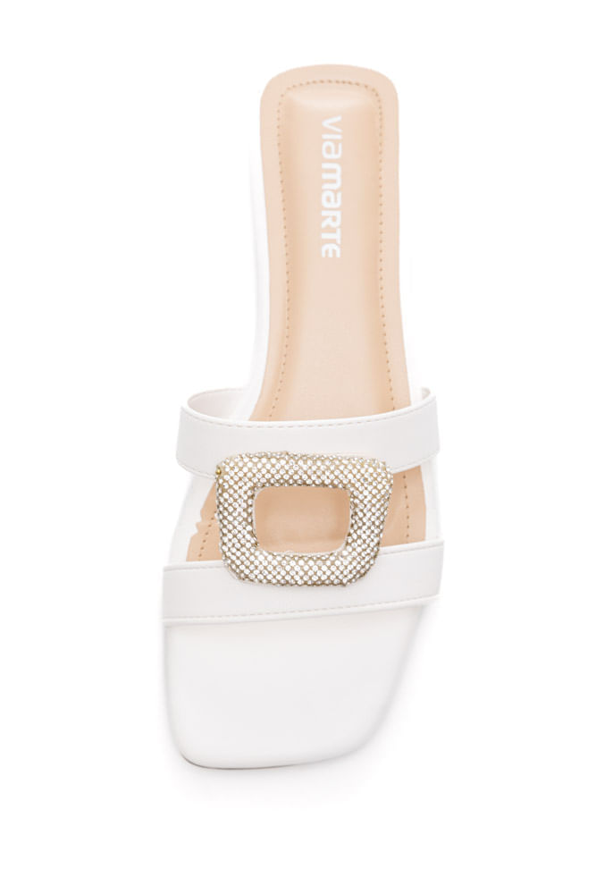 Chinelo Via Marte Rasteira Feminina Bico Quadrado 23-14711-01 Branco