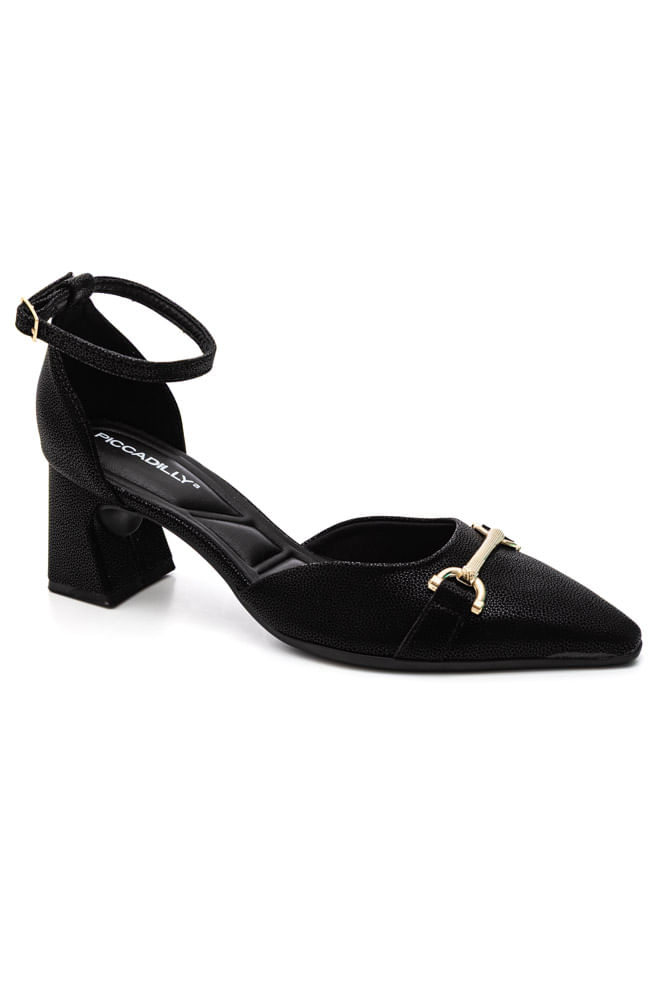 Sapato Piccadilly Canoinha Irene Feminino Salto Bloco 764021 Preto