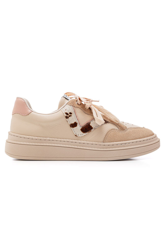 Tênis Di Valentini Casual Feminino Em Couro 5390.12128 Bege